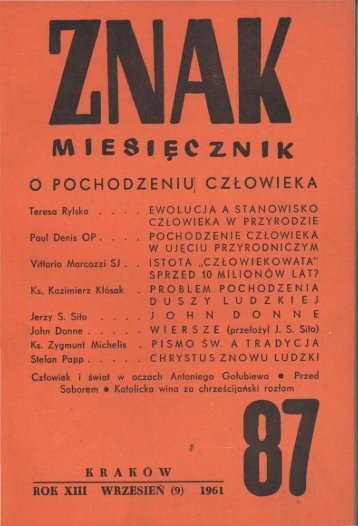 Nr 87, wrzesieÅ 1961 - Znak