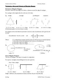 Perimeter, Area and Volume of Regular Shapes - University of Exeter