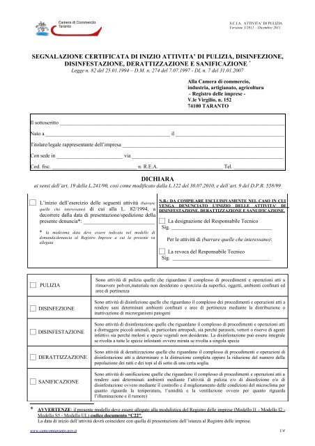 S.C.I.A. Pulizia, disinfezione, disinfestazione, derattizzazione e ...