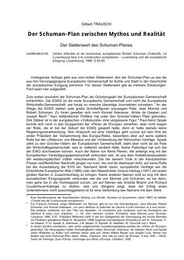 Der Schuman-Plan zwischen Mythos und Realität - Centre d'études ...