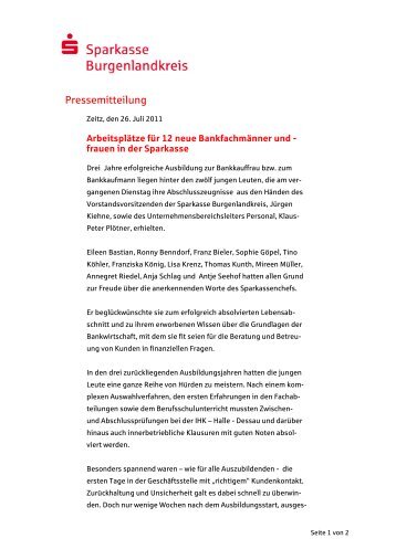 Pressemitteilung - Sparkasse Burgenlandkreis