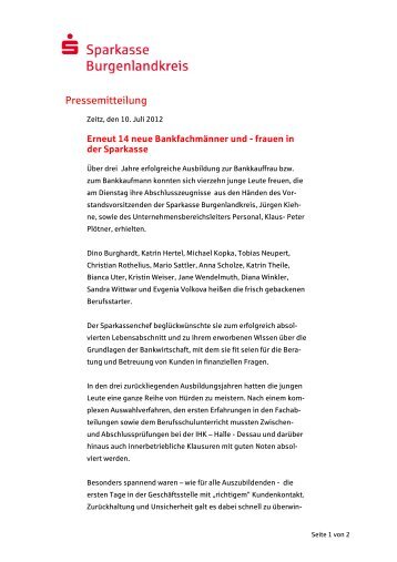 Pressemitteilung - Sparkasse Burgenlandkreis