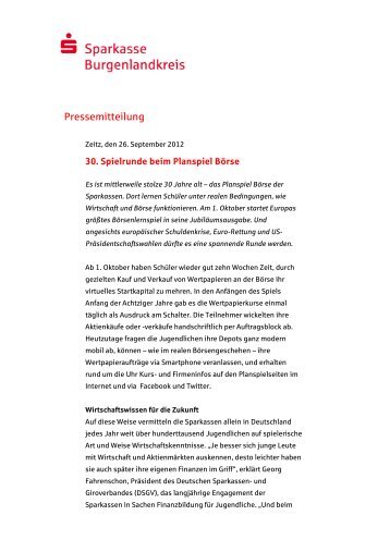 Planspiel Börse_Start - Sparkasse Burgenlandkreis