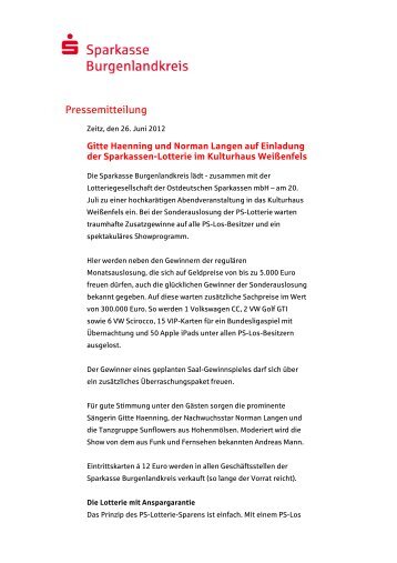 Pressemitteilung - Sparkasse Burgenlandkreis