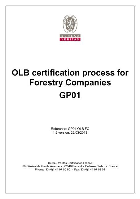 OLB certification process for Forestry Companies ... - Bureau Veritas