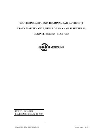 Track Maintenance and Engineering Instructions - Metrolink