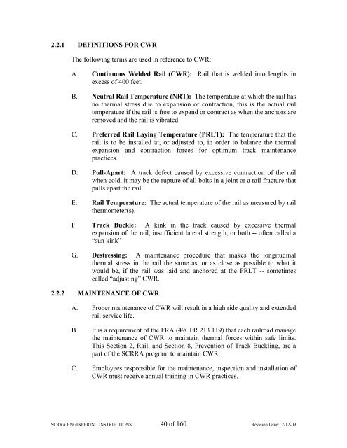 Track Maintenance and Engineering Instructions - Metrolink