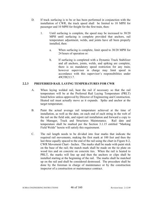 Track Maintenance and Engineering Instructions - Metrolink