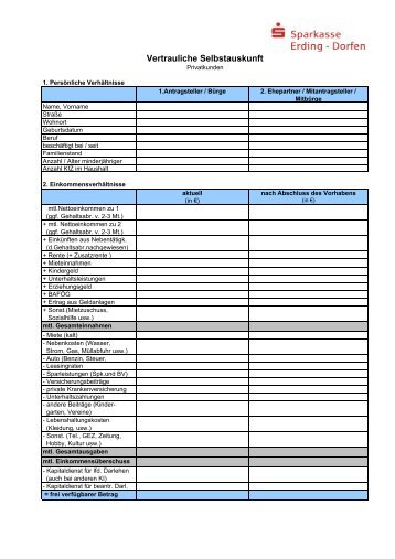 Selbstauskunft Privat - und Stadtsparkasse Erding - Dorfen
