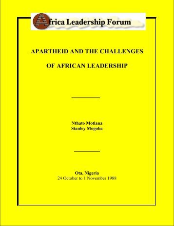 APARTHEID AND THE CHALLENGES OF AFRICAN LEADERSHIP