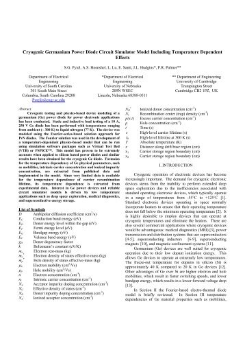 Cryogenic Germanium Power Diode Circuit Simulator Model ...