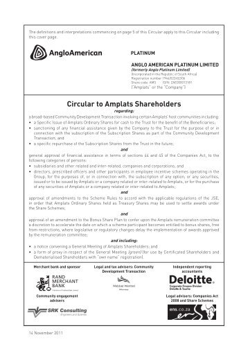 Circular to Amplats Shareholders - Anglo American Platinum