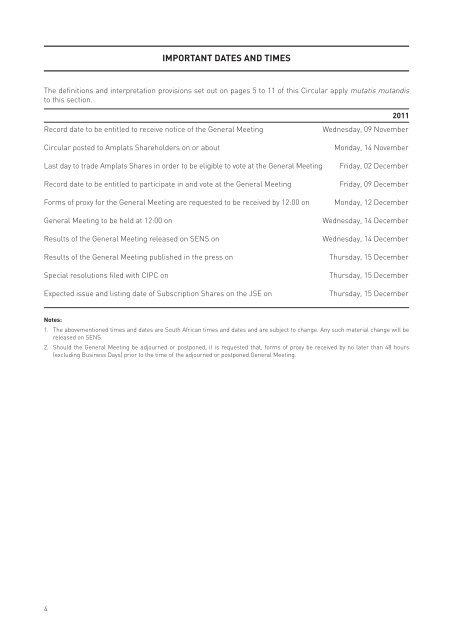 Circular to Amplats Shareholders - Anglo American Platinum