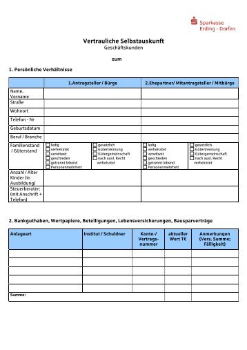 Selbstauskunft Geschäft