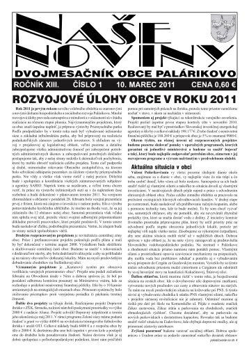 Číslo 1/2011 - Obec Palárikovo