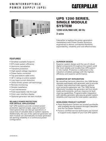 UPS 1200 SERIES, SINGLE MODULE SYSTEM - Peterson Power