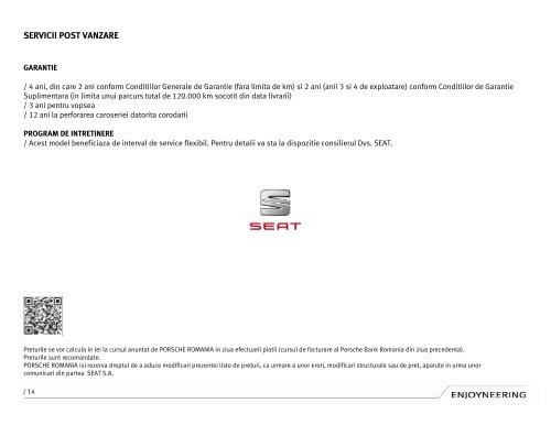 Lista de pret in format PDF - SEAT Romania