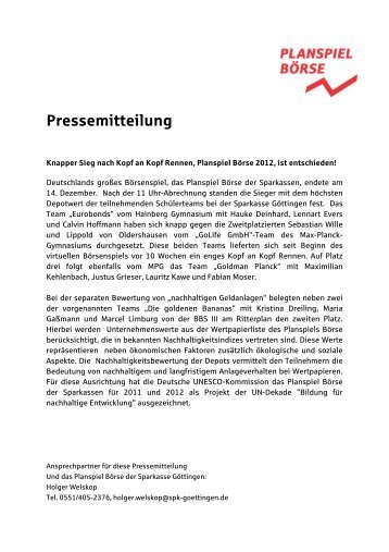 Pressemitteilung - Sparkasse Göttingen