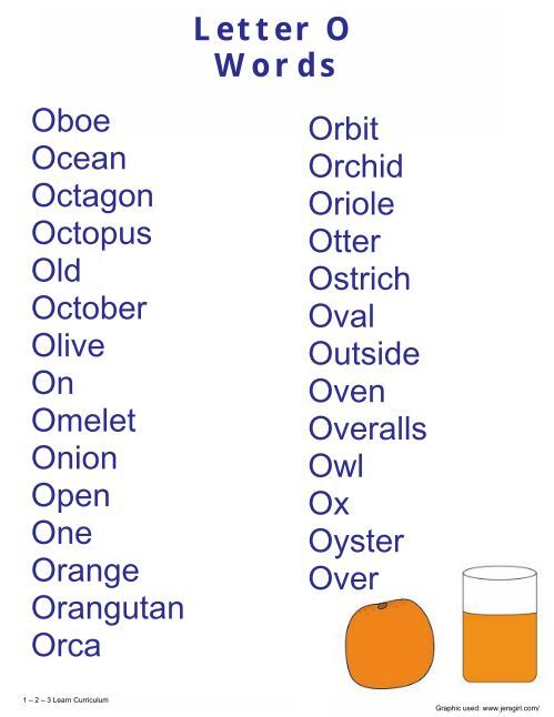 Letters With O2 O - 1 - 2 - 3 Learn Curriculum