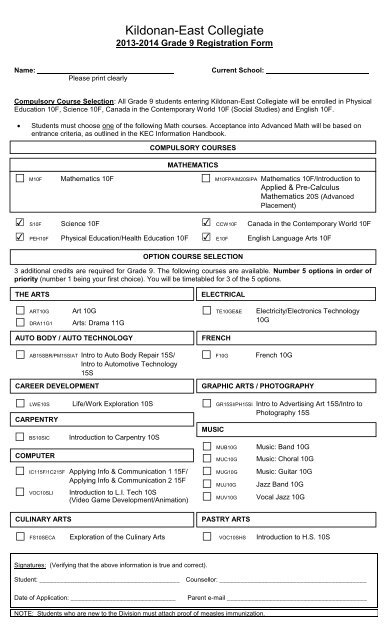 KEC Gr 9 Application Form - Retsd.mb.ca