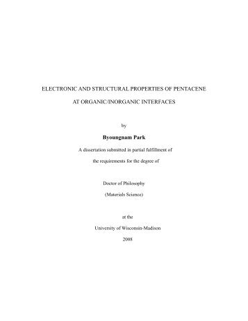 PhD thesis - Evans Research Group - University of Wisconsin-Madison