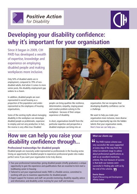 Download the PAfD brochure to find out more about our services