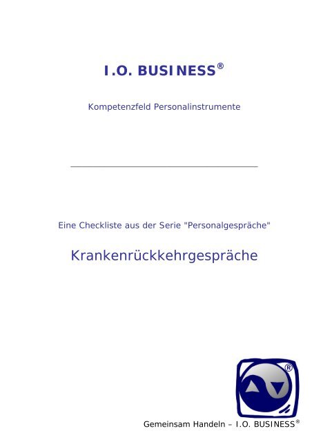 Checkliste KrankenrÃ¼ckkehrgesprÃ¤che - I.O. Business