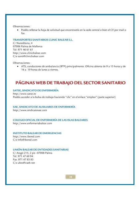 directorios – de trabajo – sector sanitario - Infojove