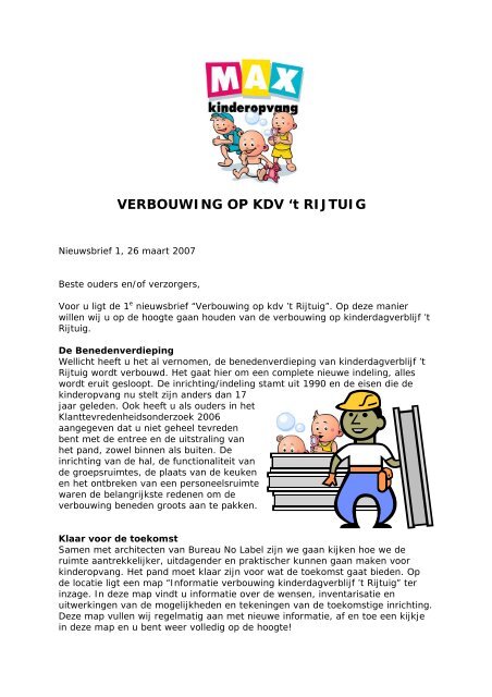 VERBOUWING OP KDV 't RIJTUIG - Max Kinderopvang