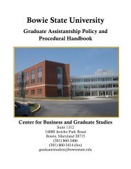 The Graduate School Assistantship Policy and - Bowie State University