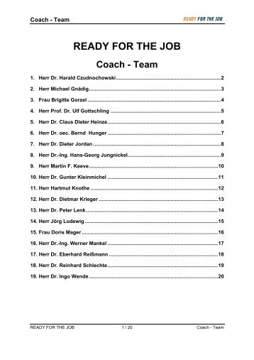 READY FOR THE JOB Coach - Team
