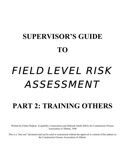 field level risk assessment - Construction Owners Association of ...