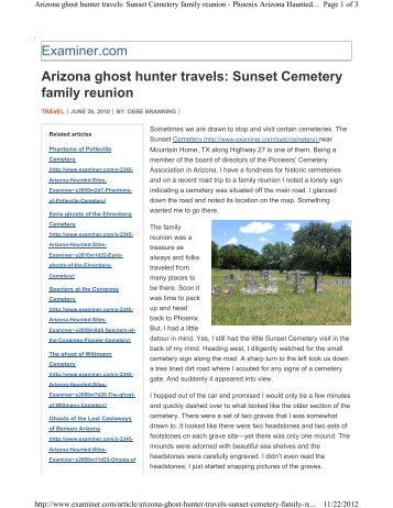 Examiner.com Arizona ghost hunter travels: Sunset Cemetery family ...