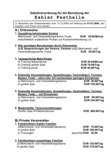 Kahler Festhalle - Vereinsgemeinschaft Kahl