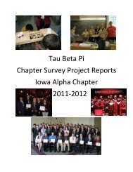 Tau Beta Pi Chapter Survey Project Reports Iowa Alpha Chap