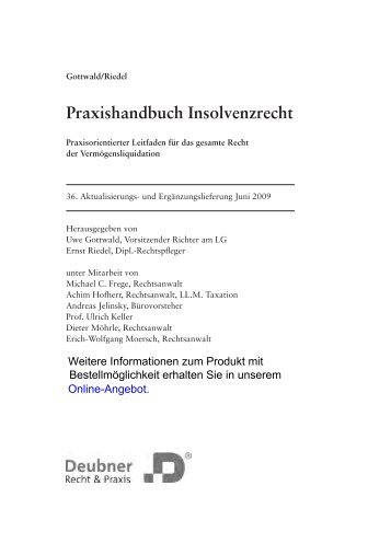 Praxishandbuch Insolvenzrecht - Deubner Recht & Praxis