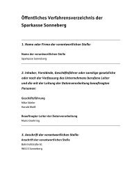 Öffentliches Verfahrensverzeichnis der Sparkasse Sonneberg