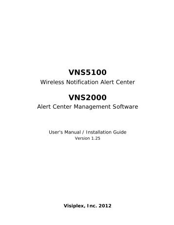 VNS5100/VNS2000 User Guide and Installation Manual - Visiplex