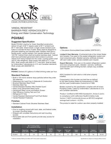 Specifications - Oasis International