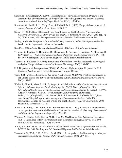 2007 National Roadside Survey of Alcohol and Drug Use by Drivers