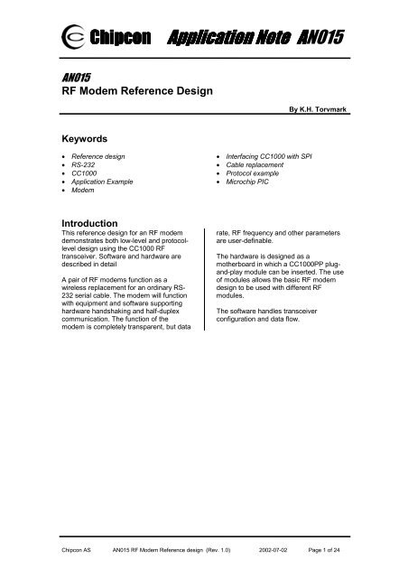 AN015 RF Modem Reference Design