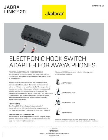 ElEctronic Hook switcH adaptEr for avaya pHonEs.