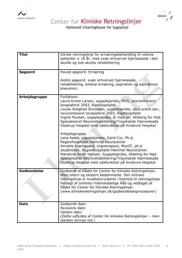 Checkliste 2 - Center for Kliniske Retningslinjer