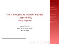 Dialogue Systems - IU Computational Linguistics Program