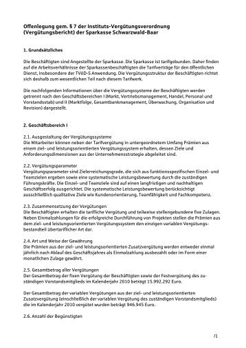 Offenlegung gem. § 7 der Instituts-Vergütungsverordnung ...