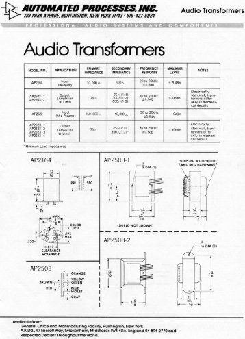 api audio transformers - durenberger.com