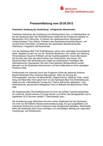 Pressemitteilung vom 25.05.2012 - Sparkasse Bad Tölz ...