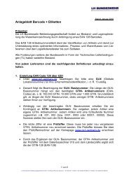 Anlageblatt Barcode + Etiketten - LH Bundeswehr