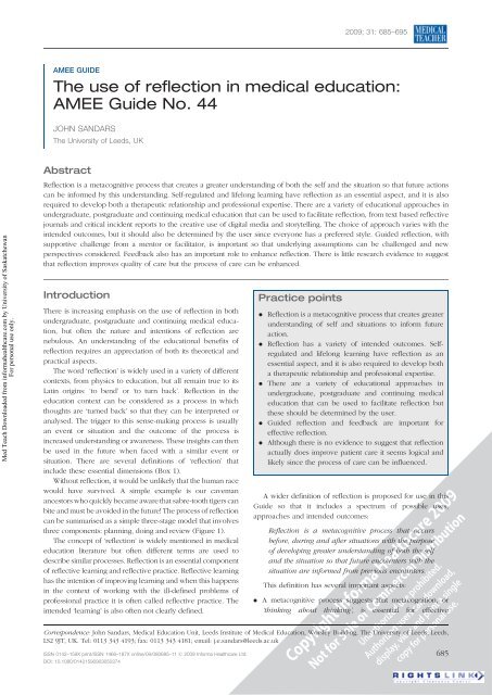 The use of reflection in medical education: AMEE Guide No. 44