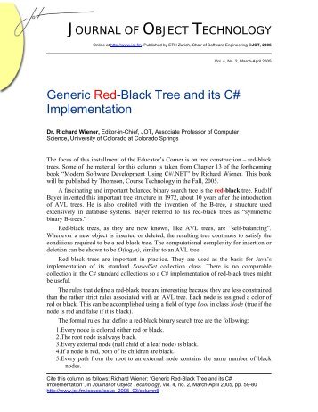 Generic Red-Black Tree and its C# Implementation - The Journal of ...